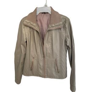 NEW George | Women’s Faux Leather Grey Lightweight Biker Jacket Size Small